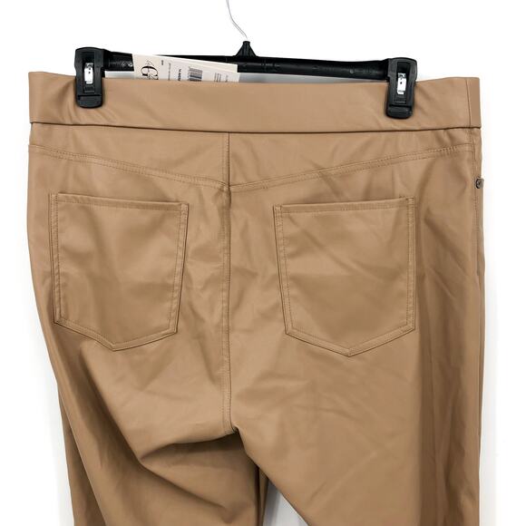 GLORIA VANDERBILT Avery Faux Leather Leggings 14 Tan Slim Pull on Skinny NWT - Picture 8 of 13